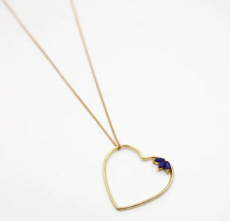 107 - Collier long coeur lapis lazuli - BILLIE