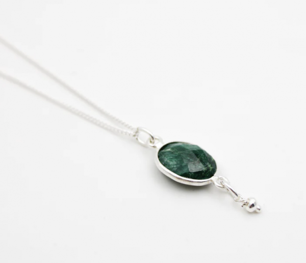 179 - Collier argent pierres Onyx vert - LOUISE