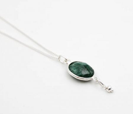 179 - Collier argent pierres Onyx vert - LOUISE