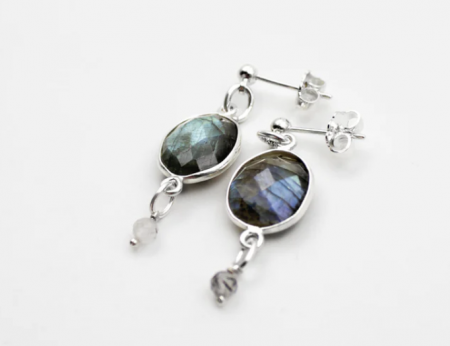 181 - Boucles d\'oreilles pierres Labradorite - LOUISE