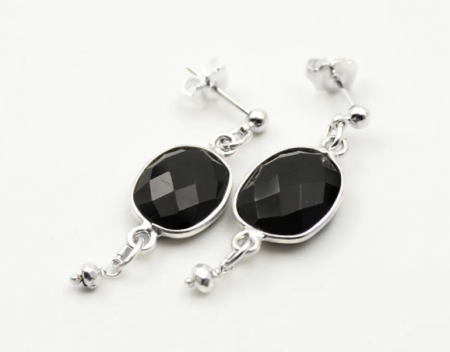 181 - Boucles d\'oreilles pierres Onyx noir - LOUISE