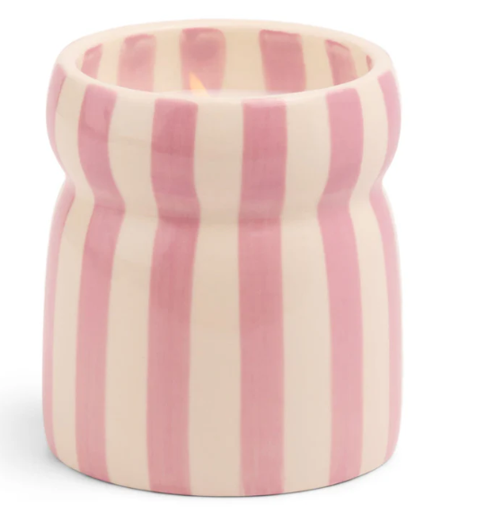 184g Lavender Striped Ceramic\nCandle - Grecian Sand - Bougie en c�ramique lavande 184 g - SABLE GREC