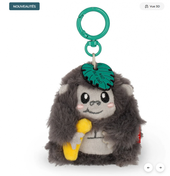 2 PORTE-CLEFS EN PELUCHE - SUPER SOFT! - TINY - GORILLA