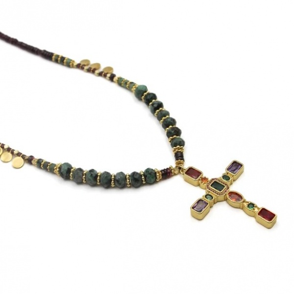26FW12 - Collier heishi croix