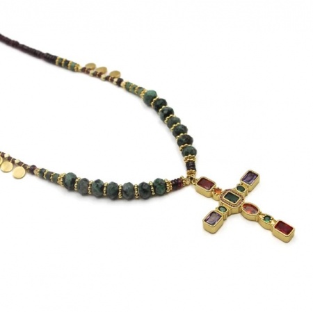 26FW12 - Collier heishi croix