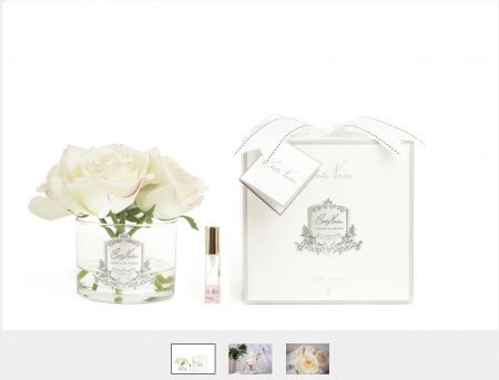 5 ROSES - PINK BLUSH - TRANSPARENT - WHITE SQUARE BOX