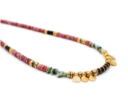 71-Collier heishi médaillons - ELSA