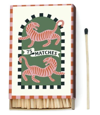 75 Matches \ Tiger\  Black (9.6 CM) - Boîte de 75 allumettes « Tigre » Noir