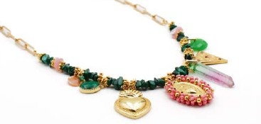 88-Collier long heishi grigris - CHRISTELLE