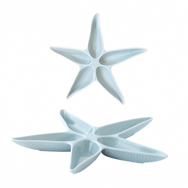 Assiette de service ap�ritive en porc.fa�onn�e � 36,5 cm COQUILLAGES AZUR