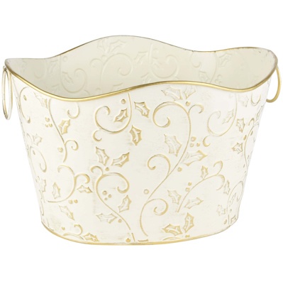 Bac en acier  oval, BLANC ET OR