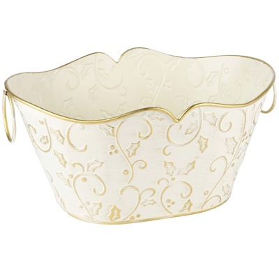 Bac en acier oval, BLANC ET OR