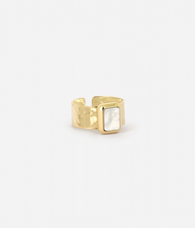 BAGUE   DORE  nacre reglable