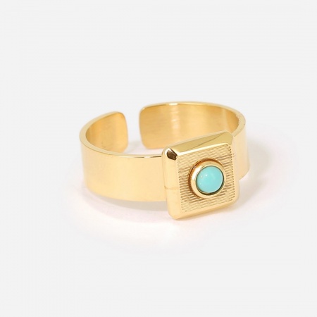 BAGUE   DORE  turquoise