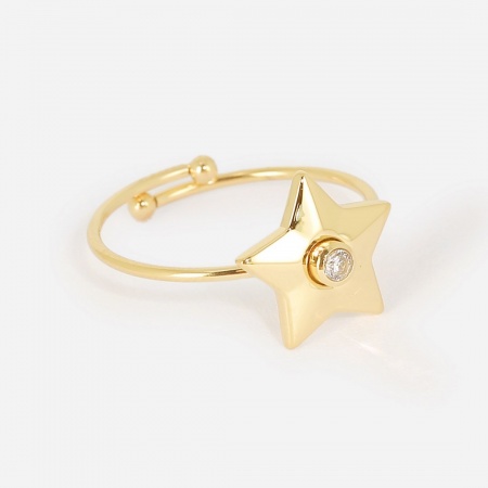 BAGUE   DORE blanc     zircon