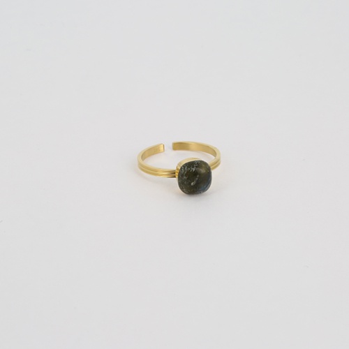 BAGUE - DORE gris - labradorite