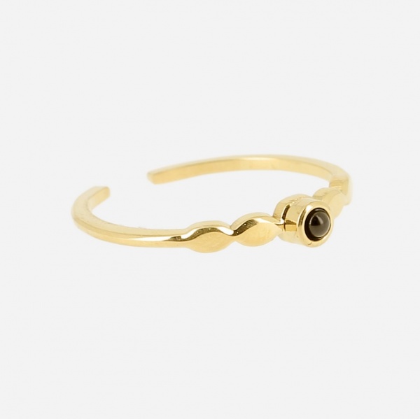 BAGUE   DORE marron   oeil de tigre