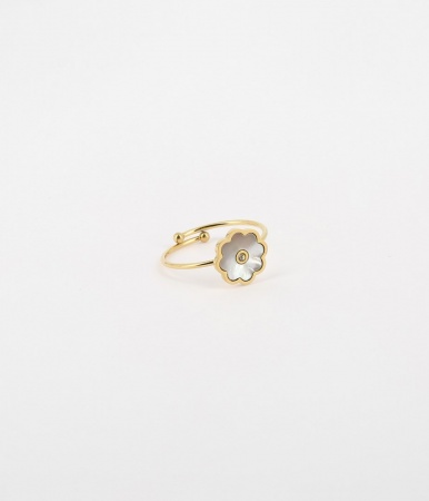 BAGUE   DORE perle      nacre reglable