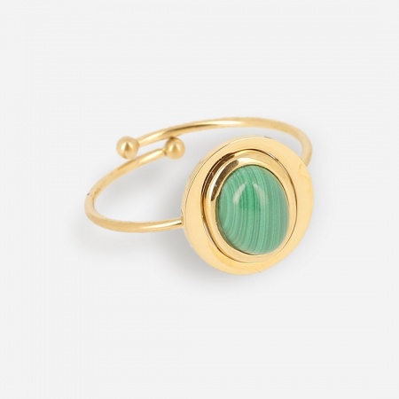 BAGUE   DORE vert     MALACHITE