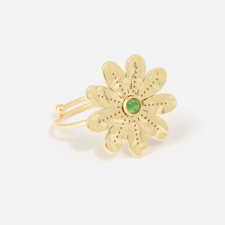 BAGUE   DORE vert     zircon