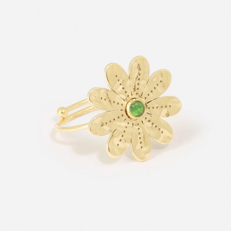 BAGUE   DORE vert     zircon