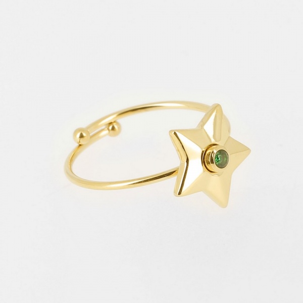 BAGUE   DORE vert     zircon