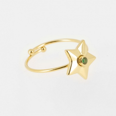 BAGUE   DORE vert     zircon