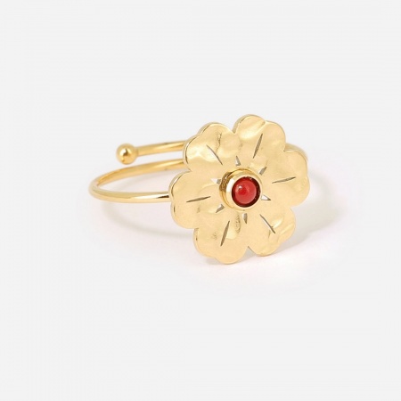 BAGUE  DORE corail