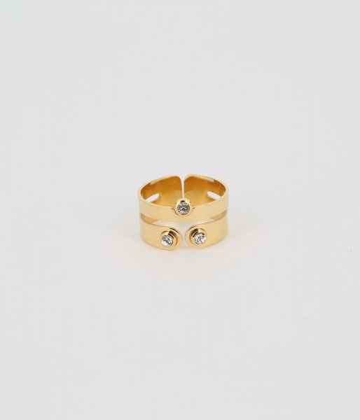 BAGUE- RING - DORE blanc - gols white - zirconium reglable
