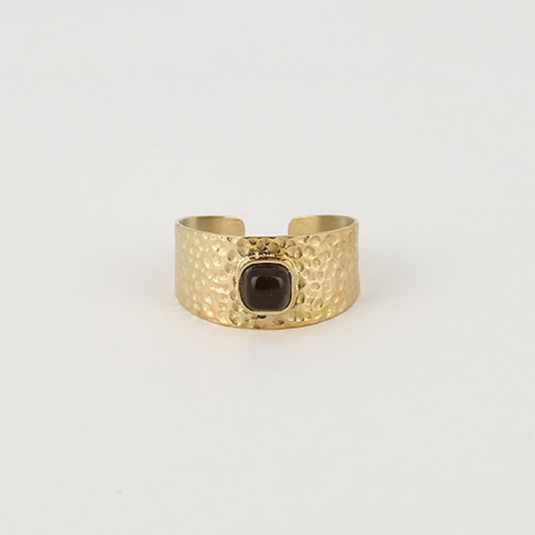 BAGUE- RING - DORE marron-dark brown - quartz fume
