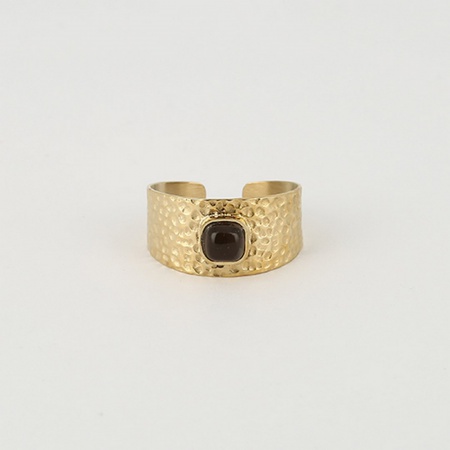 BAGUE- RING - DORE marron-dark brown - quartz fume