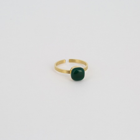 BAGUE- RING - DORE vert clair -  aventurine