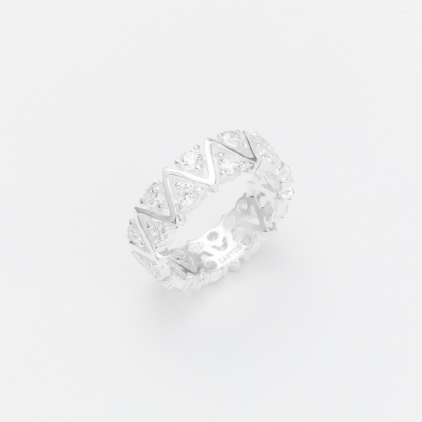 Bague aliance large sertie de brillants en quinconce