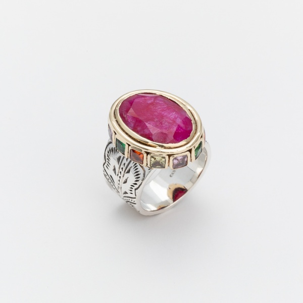 Bague chevaliere pav� oval Rose