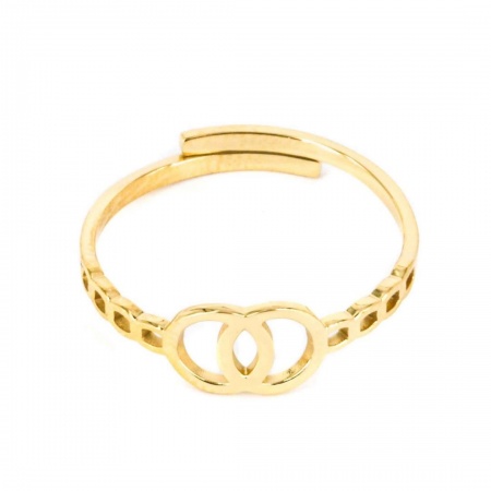 BAGUE FINE-ACIER DORE-