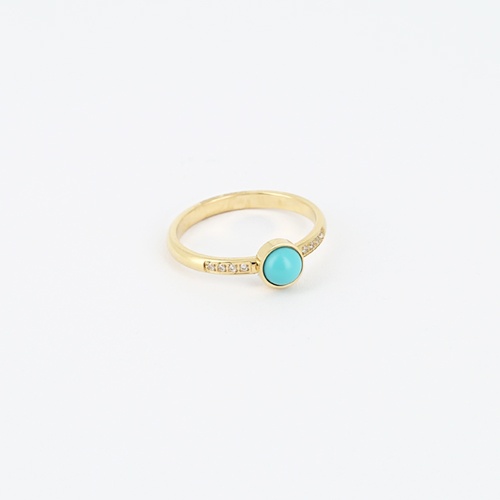 BAGUE FINE-TAILLE ACIER DORE turquoise