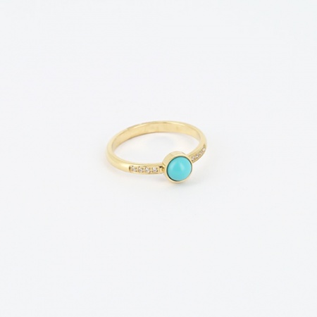 BAGUE FINE-TAILLE ACIER DORE turquoise