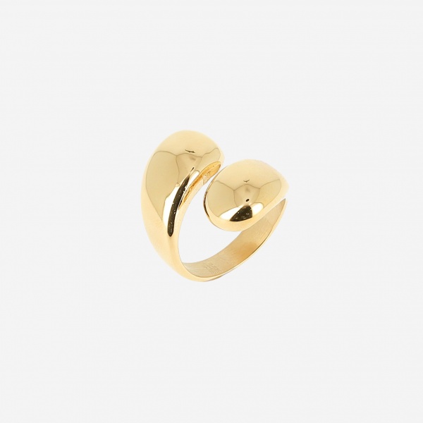 BAGUE LARGE ACIER DORE T8