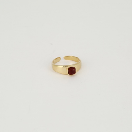 BAGUE MEDIUM-ACIER DORE-Cornaline-E:6.5mm