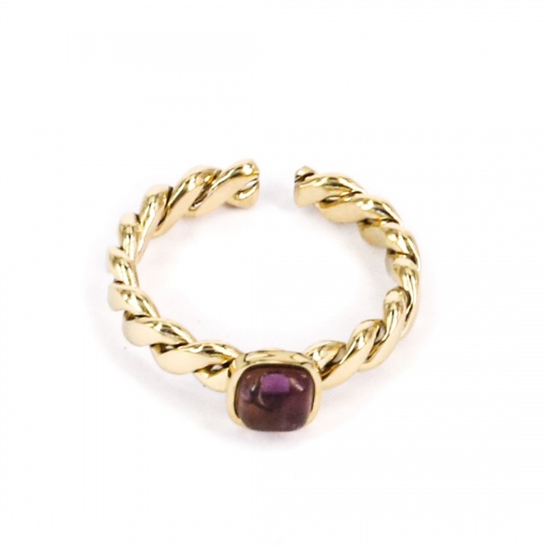 BAGUE Tresse ACIER DORE Amethyste