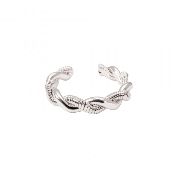 BAGUE TRESSE PLATE EN CORDE DE BASSE REGLABLE - Femme