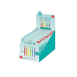 Boite de 12 Bougies de f�te Flamme Color�e