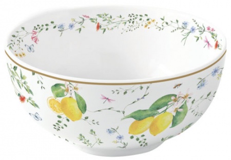 BOL ¯ 12CM ht5,5CM EN PORCELAINE FLEURS ET CITRONS