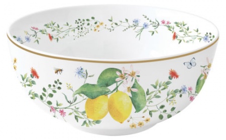 BOL ¯ 15CM ht7CM EN PORCELAINE FLEURS ET CITRONS