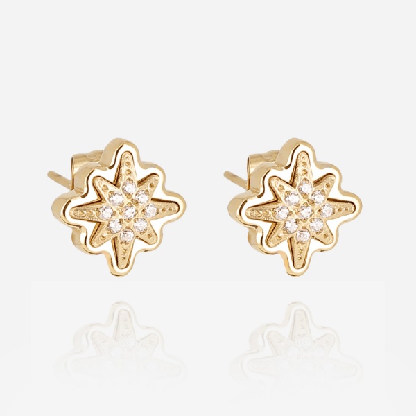 BOUCLE D\'OREILLE-Acilia-ACIER DORE-zirconium sertis
