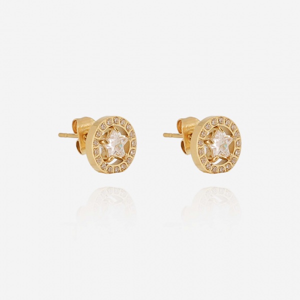 BOUCLE D\'OREILLE-Alveria-ACIER DORE-zirconium sertis