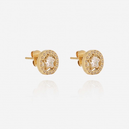 BOUCLE D\'OREILLE-Alveria-ACIER DORE-zirconium sertis