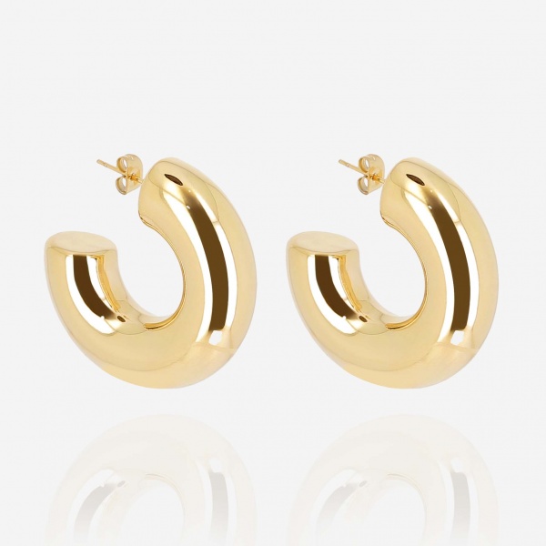 BOUCLE D\'OREILLE-Amande-ACIER DORE