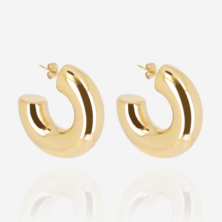 BOUCLE D\'OREILLE-Amande-ACIER DORE