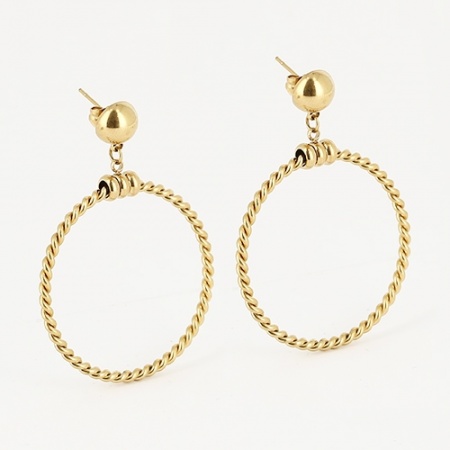 BOUCLE D\'OREILLE-BO XL-ACIER DORE-L45mm